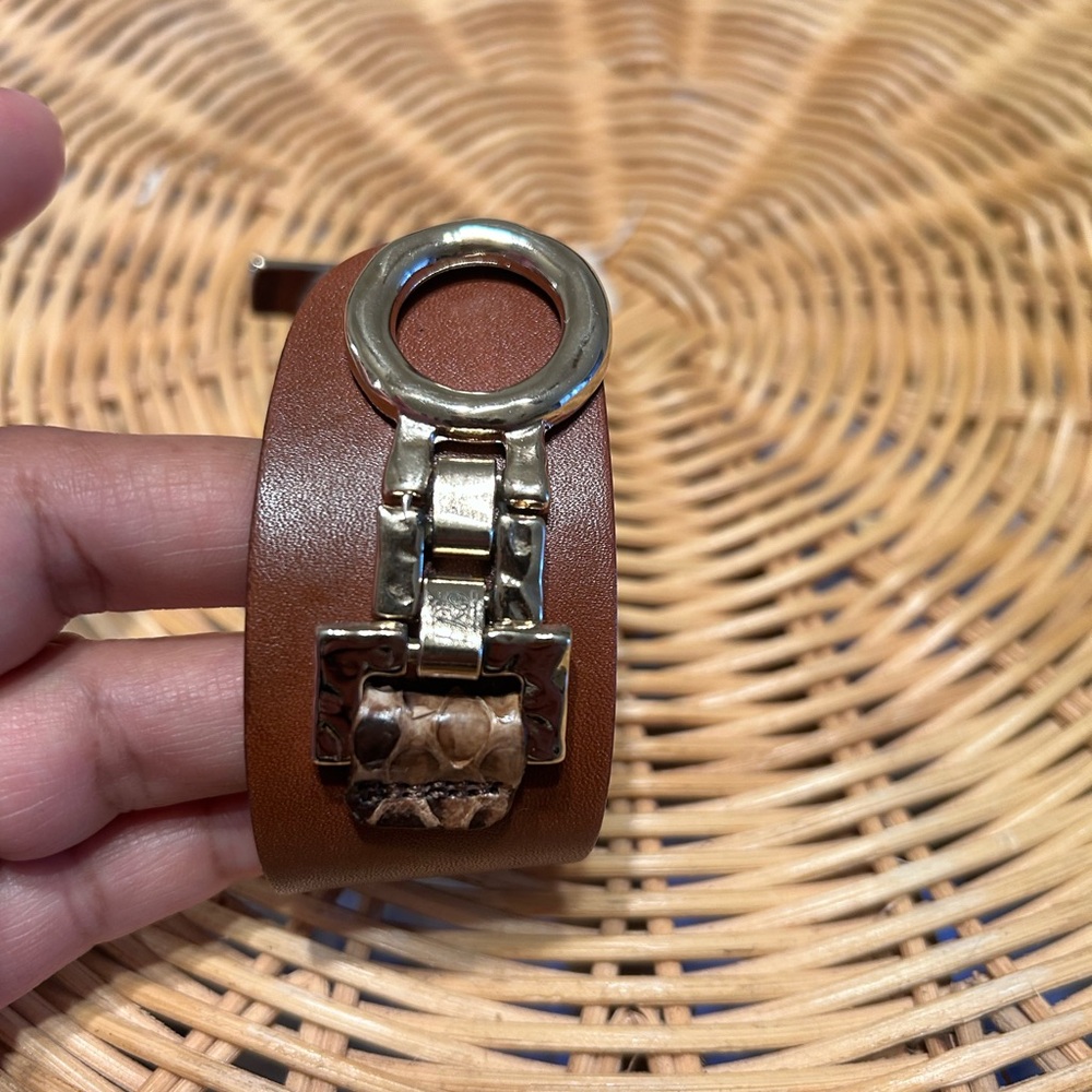 Roberto Mantellassi Brown Leather Bracelet with Gold Accents